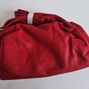 Kayla + Ava Vegan Leather Large Shoulder Tote Slouchy Bag Red NWT